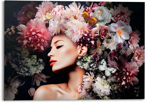Reinders! Deco-Panel Frau mit Blumenhut - Kunstdrucke mit einem charmanten Design, ideal für kreative Wohnräume. Das rechteckige MDF-Paneel in Rosa bringt frischen Flair und Lebensfreude in Ihr Zuhause.