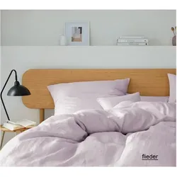 Elegante Bettwäsche Breezee - 135x200 cm + 80x80 cm in Flieder - Bettwäsche Breezee aus hochwertigem Leinen-Baumwoll-Mix, weich und pflegeleicht. Mit Reißverschluss und entspannter Used-Optik für höchsten Schlafkomfort.