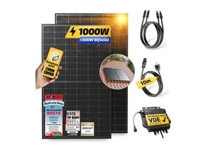 Balkonkraftwerk 1000W/800W Solaranlage - Komplettset für einfache Installation mit Dachhalterung (Paarmontage), ideal um sofort mit der Stromerzeugung zu beginnen und Ihre Energiekosten zu senken.