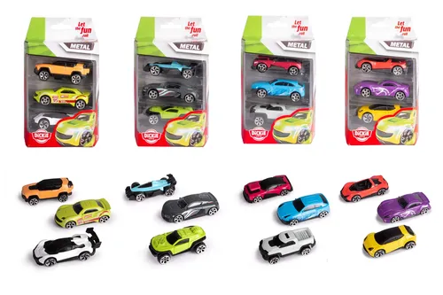 Dickie Toys - Die-cast 3er Pack Spielzeug-Autos aus Metall - zufällige Auswahl