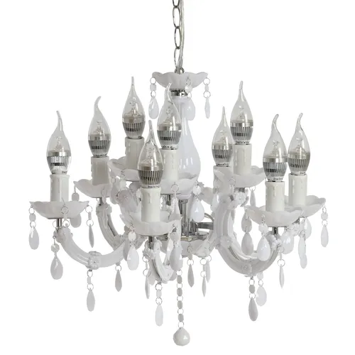 MCW Kronleuchter LED-Kronleuchter-HW155, 9-flammig und individuell verstellbar - Eleganter Kronleuchter mit 9 LED Windstoßkerzen, der ein zauberhaftes Lichtspiel erzeugt. Höhenverstellbar durch Kette, ideal für jeden Raum.