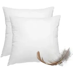 wometo Federkissen Home, Doppelset 80x80 cm - Kissen aus 100% Federn mit Baumwollbezug, OEKO-TEX® zertifiziert für Allergiker geeignet, ideal für besten Schlafkomfort.