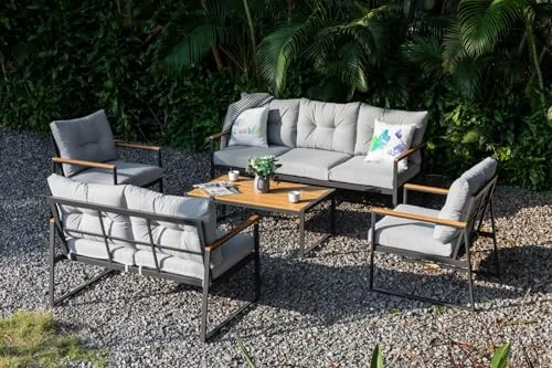 Gardissimo PRATO Lounge Gartenmöbel Set - Moderne XL Lounge Sitzgruppe für den Garten, Platz für bis zu 7 Personen, inklusive bequemer Kissen und pulverbeschichtetem Gestell für Langlebigkeit.
