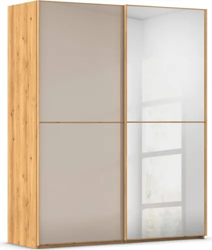 RAUCH Kleiderschrank SCALE-DUO 181cm - Kleiderschrank mit edlen Schwebetüren aus Glas und Holzwerkstoff, bietet viel Stauraum mit 4 variabel einsetzbaren Einlegeböden und 2 Kleiderstangen. Pflegeleicht und made in Germany.