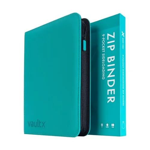 Vault X 9-Taschen-Trading-Kartenordner mit Reißverschluss, 360 Karten, Premium Exo-Tec-Albummaterial, 20 seitlich ladbare Seiten, Sammelordner für Sammelkartenspiele, Sportkarten, TCG (Blaugrün)