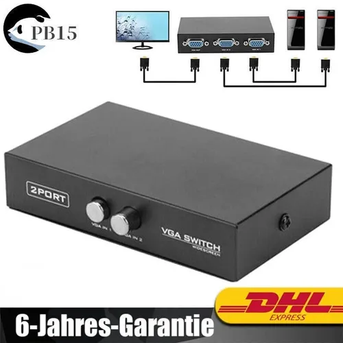 Ports VGA SVGA Monitor Sharing Switch Box 2 in 1 Ausgang für LCD PC TV Monitor 2