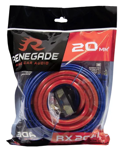 Renegade RX 20 mm² KIT - Kfz Amp Kabelset für Verstärker - HiFi-Kabel für 12V/24V Systeme, ideal für Subwoofer und Verstärker mit 20 mm² Querschnitt für optimale Leistung und Klangqualität.
