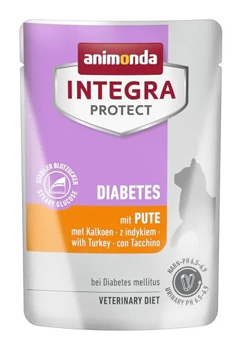 animonda INTEGRA PROTECT Katzenfutter nass Diabetes mit Pute (24 x 85g), vom Tierarzt empfohlen bei Diabetes Mellitus, mit Veterinären entwickeltes Diätalleinfutter für erwachsene Katzen