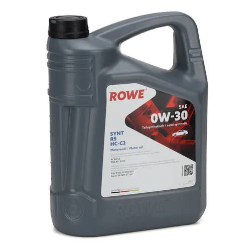 ROWE HIGHTEC SYNT RS SAE 0W-30 HC-C2 5l Motoröl - Motoröl für Hochleistungsfahrzeuge, optimiert für Kraftstoffeinsparung bis zu 2,5% und ideal für Turbomotoren mit hervorragenden Kaltstarteigenschaften.