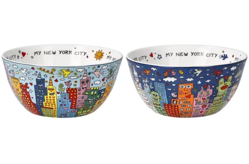2er Set James Rizzi Müslischalen MY NEW YORK CITY DAY & NIGHT D. 15cm Goebel