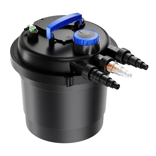 SunSun CPF-180 Druckteichfilter - Gartenteichfilter mit 9000 l/h Durchfluss und 11 W UVC Einheit für kristallklares Teichwasser, ideal für Teiche bis 6000 Liter.