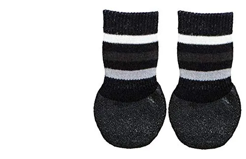 TRIXIE Anti-Rutsch Pfotenschutz für Hunde - Hundeschuhe für sicheren Halt auf glatten Böden 2 Stück - S-M , Hundesocken als Wundschutz geeignet - 19522
