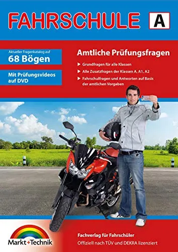 Führerschein Fragebogen Klasse A, A1, A2 - Motorrad Theorieprüfung - Original amtlicher Fragenkatalog auf 70 Bögen, ideal zur optimalen Vorbereitung auf die Motorrad Theorieprüfung.