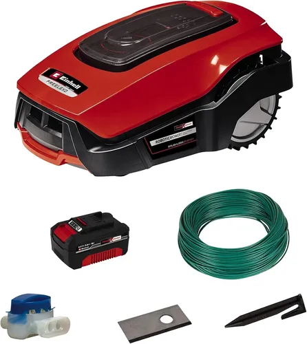 Einhell Roboter-Rasenmäher FREELEXO 900 LCD BT - Rasenmäher für Flächen bis 900 m², mit Bluetooth App-Steuerung und starkem Lithium-Ionen Akku für müheloses Mähen selbst bei Steigungen von bis zu 35%.