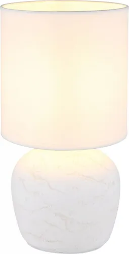 Tischleuchte MARBLE - Elegante Nachttischlampe aus Keramik - Tischleuchten, stilvolle Keramiklampe mit Textilschirm für sanftes Licht. Ideal für Wohn- und Schlafzimmer, ausgestattet mit praktischem Wippschalter.