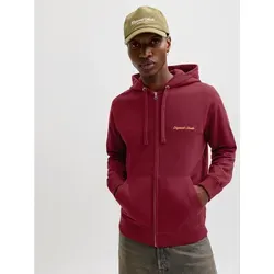 Jack & Jones Kapuzensweatshirt JORNORREBRO EMB SWEAT ZIP HOOD NOOS mit Stickerei rot S (48)