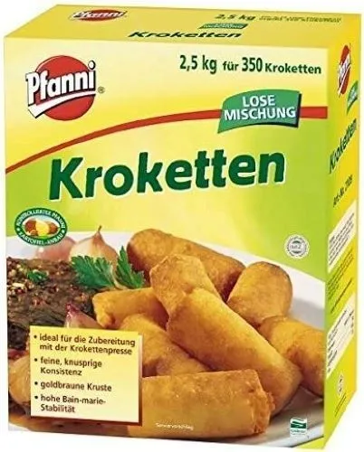 Pfanni Kroketten - Lose Mischung - 2,5 kg für 350 Kroketten - Fertiggericht mit einer praktischen Mischung für 350 knusprige Kroketten, ideal für Partys oder Familienessen.