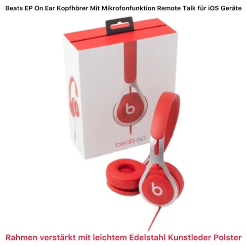 Beats Ep Wired On-Ear Kopfhörer - Batterie frei für unbegrenztes Hören, eingebaute Mikrofon und Kontrollen - weiß