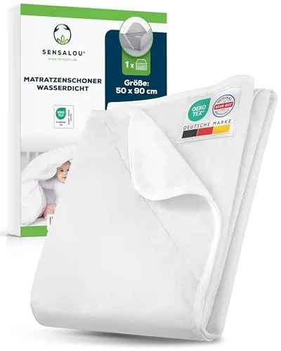 Sensalou Matratzenschoner 50x90 cm – Wasserdichte Unterlage für Baby Beistellbetten - Zuverlässiger Schutz für Kinderbetten vor Flüssigkeiten und kleinen Unfällen. Die elastischen Eckgummis sorgen für perfekten Halt, während die Frottee-Oberfläche für angenehm ruhigen Schlaf sorgt. Waschbar und langlebig.