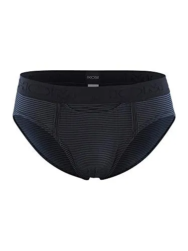 HOM Herren Slip HO1 Simon Schwarz M - Herren-Slips mit horizontalem Eingriff HO1, ideal für Linkshänder und Rechtshänder. Aus weichem Mikro-Modal für höchsten Tragekomfort. Stylische Marinestreifen!