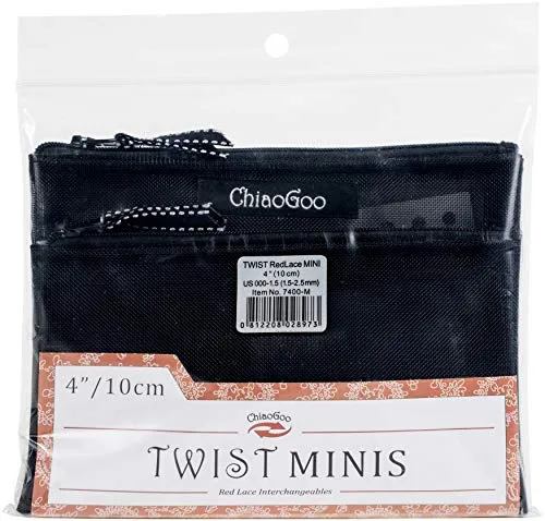 ChiaoGoo TWIST Lace Mini Set austauschbare Stricknadelspitzen 10 cm Größen 1,50 bis 2,50 mm Edelstahl mit Zubehör 1 Einheit