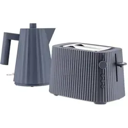 Alessi Plissé Bundle Wasserkocher und Toaster grau - Wasserkocher und Toaster im ikonischen Plissee-Design, BPA-frei mit 1,7l Fassungsvermögen und sechs Bräunungsstufen. Ideal für stilbewusste Küchen und tägliche Genussmomente.