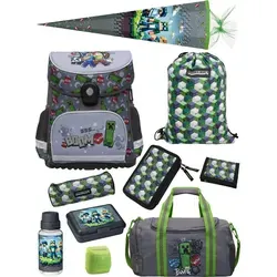 Minecraft Schulranzen Set 10-teilig mit Schultüte - Schulranzen Set mit ergonomischem Design, leicht und wasserfest, ideal für die Einschulung. Inklusive Schultüte, Flasche und Sporttasche, perfekt für kleine Minecraft-Fans!