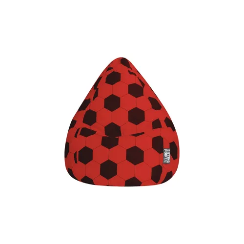 Sitting Point Sitzsack Fußball FANKURVE XL rot-schwarz - Sitzsack für Kinder und Jugendliche bis 1,70m, mit hochwertigem Digitaldruck und waschbarer Hülle, ideal für gemütliche Stunden beim Fußball schauen.