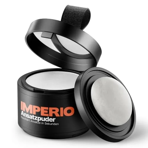 IMPERIO Ansatzpuder - Haar Concealer zur Haarverdichtung für Frauen und Männer, wasserfestes Haar Make-up zum Ansatz kaschieren - 4g (Weiß)