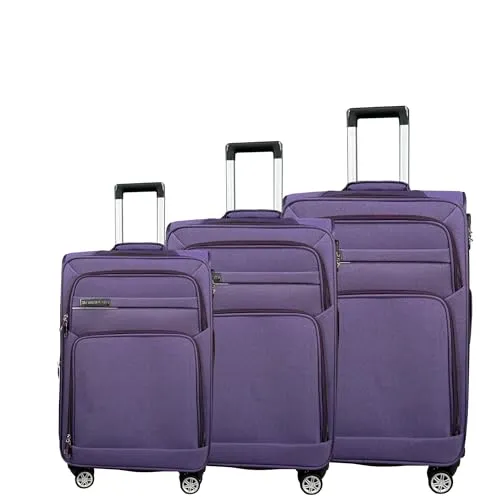 MY TRAVEL BAG Koffer Handgepäck Trolley lila, erweiterbar mit Zwillingsrollen (3er Set) - Ultraleichte Reisekoffer für stressfreies Reisen: Mit einem komfortablen 360° Rollen-System und zusätzlichem Volumen für Ihre Einkäufe. Inklusive Sicherheits-Zahlenschloss für mehr Schutz Ihrer Wertsachen.