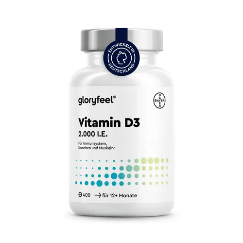 Vitamin D3 2000 I.E. -  400 Tabletten (13 Monate) - Für Immunsystem und Knochen