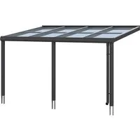 Skan Holz Terrassenüberdachung Monza 434 x 257 cm - Moderne Terrassenüberdachung aus hochwertigem, pulverbeschichtetem Aluminium in Anthrazit, mit 10 mm Verbund-Sicherheits-Glas für optimalen Lichteinfall und Schallschutz.
