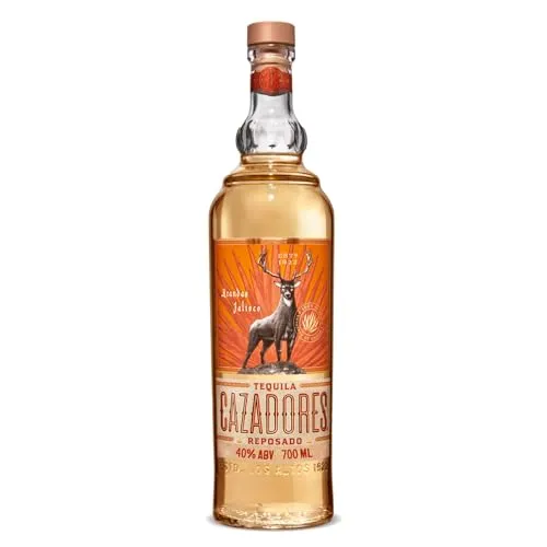 Cazadores Reposado Tequila 40% Vol. 0,7l - Premium Tequila mit 40% Vol., 7 Monate in Eichenfässern gereift für einen vollmundigen Geschmack. Ideal für Cocktails oder pur zu genießen.