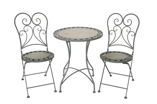 acamp Gartenlounge-Set Provence - 3-teiliges Bistro-Set mit 2 klappbaren Stühlen und einem Tisch, ideal für Balkon und Garten. Robuste Konstruktion und pflegeleichte Materialien sorgen für Langlebigkeit und Komfort im Freien.
