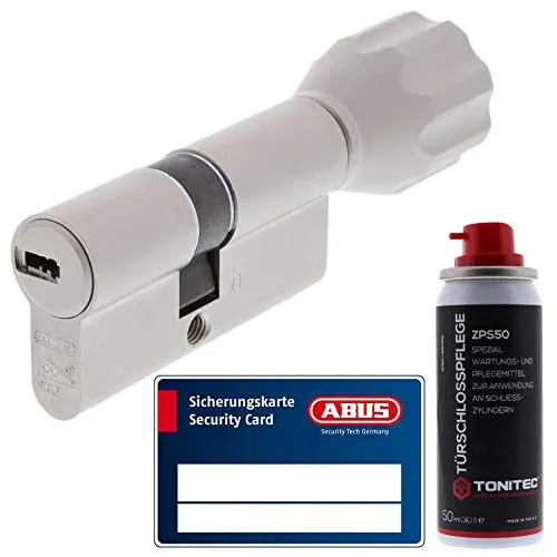 ToniTec Set aus ABUS Schließzylinder Türzylinder als Knaufzylinder ECK660 GS gleichschließend inkl. 3 Schlüssel je Bestellung mit Sicherungskarte Größe 35 65Kmm + ToniTec Pflegespray