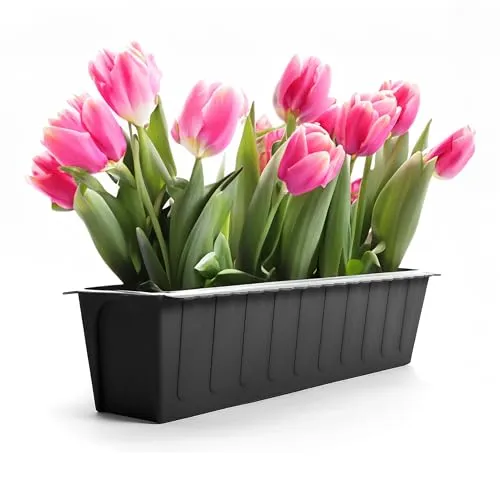 BigDean 4 Stück Paletten Blumenkästen Einsatz in Anthrazit – Pflanzkasten zum Bepflanzen & Dekorieren – Balkonkasten für Kräuter, Blumen & Pflanzen – UV-Stabiler & wetterbeständiger Kunststoff