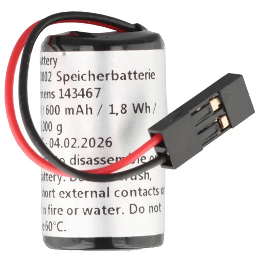 AccuCell 3V Speicherbatterie für Siemens 143467 - 600 mAh - Zuverlässige 3V Batterie mit 600 mAh für MP3-Player. Ideal für lange Betriebszeiten und einfache Handhabung.