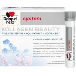 Doppelherz Kollagen Beauty System 30 ST - Nahrungsergänzungsmittel für schöne Haut und Haare, enthält 2,5 g Kollagen-Peptide und wertvolle Vitamine, gluten- und lactosefrei, ideal für die tägliche Beauty-Routine.