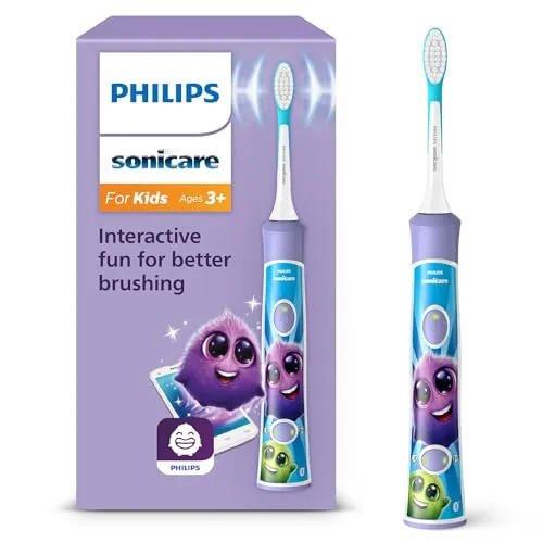 Sonicare For Kids 3+ HX6322/12 - Elektrische Schallzahnbürste für Kinder - Entwickelt für Kinder ab 3 Jahren, fördert die Zahnhygiene spielerisch. Mit sanften Schallvibrationen für eine gründliche Reinigung und ein tolles Putzerlebnis.