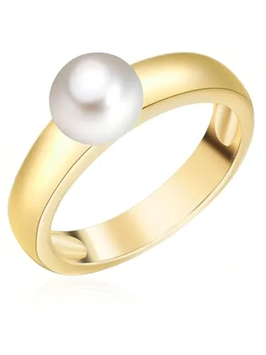 Valero Pearls Perlenring gelbgold - Eleganter Ringe aus Sterling Silber mit gelb-goldfarbenen Süßwasser-Zuchtperlen, ideal für besondere Anlässe oder als Geschenk.