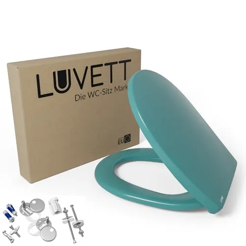 LUVETT WC-Sitz Farben C100 - Calypso Türkis mit SoftClose® - Toilettendeckel mit Original SoftClose® Absenkautomatik, kratzfestem Duroplast, und einfacher Montage. Inklusive 3 Befestigungsarten für höchste Flexibilität.