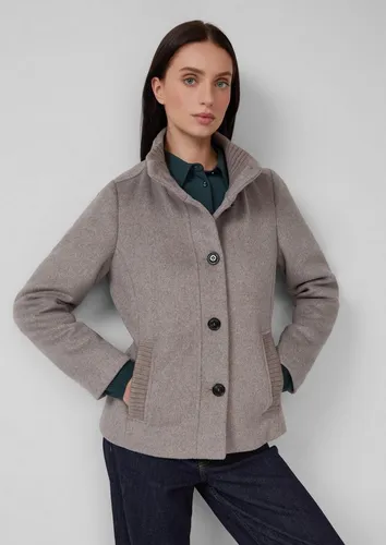 s.Oliver Wolljacke Damen, Gr. 46, grau - Strickjacke für Damen in grau, mit Stehkragen und Knopfleiste. Ideal für kühle Tage, leicht und wärmend, perfekt für den Garten oder den Alltag.