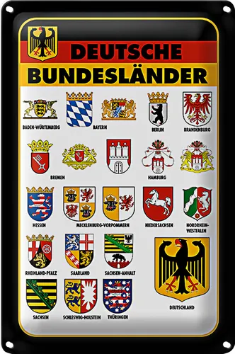Blechschild Bundesländer 20x30cm Deutschland Wappen