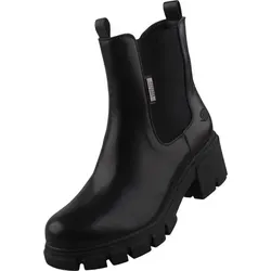 Dockers by Gerli Damen Chelsea Boots Schwarz - Wanderschuhe in Schwarz, schlichte Stiefelette im Chelsea-Style mit 6 cm Blockabsatz, ideal für urbanen Biker-Flair und Alltagstauglichkeit.