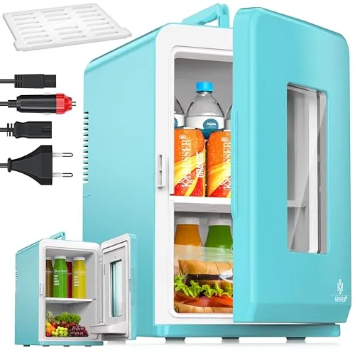 KESSER® 2in1 Mini Kühlschrank Kühlbox 15 Liter - Mini-Kühlschrank mit Kühl- und Heizfunktion, ideal für Büro, Camping oder Auto. Kompakt, energieeffizient und mit herausnehmbaren Böden für optimale Nutzung.