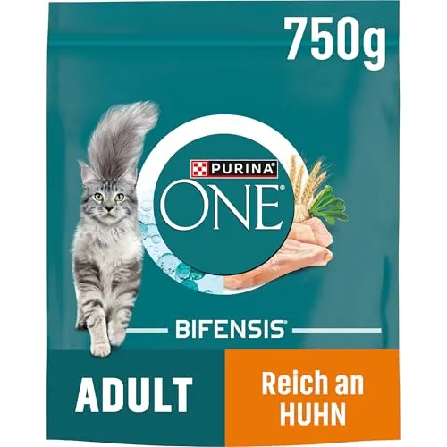 PURINA ONE BIFENSIS Adult Katzenfutter trocken, reich an Huhn, 6er Pack (6 x 750g)