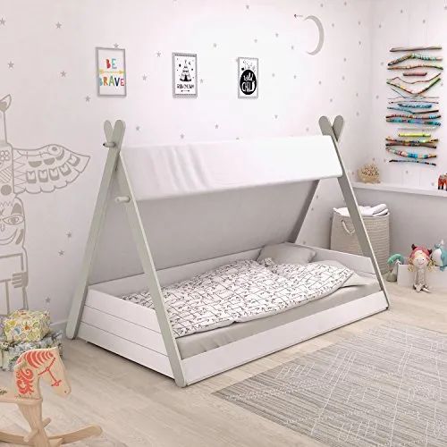 habeig Babybett Tipi 70x140cm - Indianerzelt für Kleinkinder - Kleinkindbett im TIPI-Design, inklusive Lattenrost und einfacher Montage. Ein echter Blickfang für jedes Kinderzimmer!