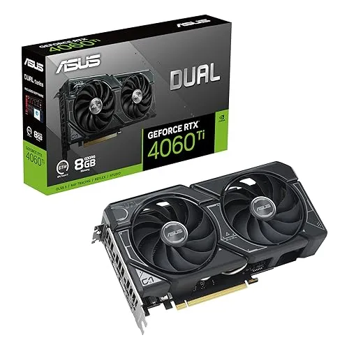 Asus GeForce RTX 4060 Ti DUAL OC 8GB - Grafikkarte mit 8 GB VRAM, ideal für Gaming und kreative Anwendungen, bietet hervorragende Leistung und Raytracing-Technologie.