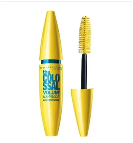 Maybelline Colossal Glam Black Waterproof Mascara - Wasserfeste Mascara für bis zu 7x mehr Volumen und perfekten Schwung, angereichert mit Kollagen für verstärkte Wimpern und klumpfreies Auftragen.