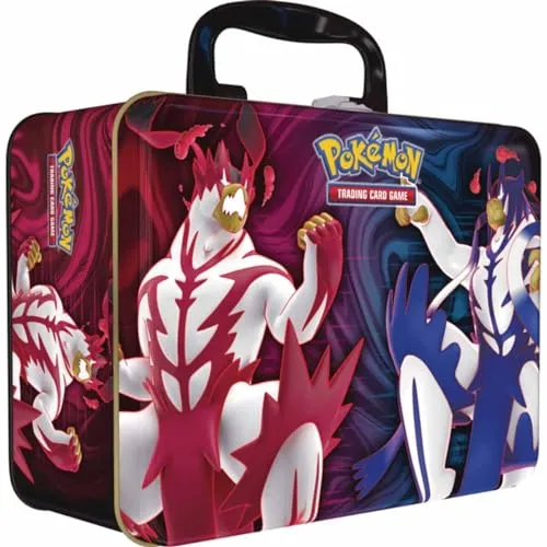 Pokemon Sammelkoffer TCG - Schatztruhe voller Pokemon - Blechdose für TCG-Karten, ideal zum sicheren Aufbewahren und Transportieren Ihrer wertvollen Pokemon-Karten.